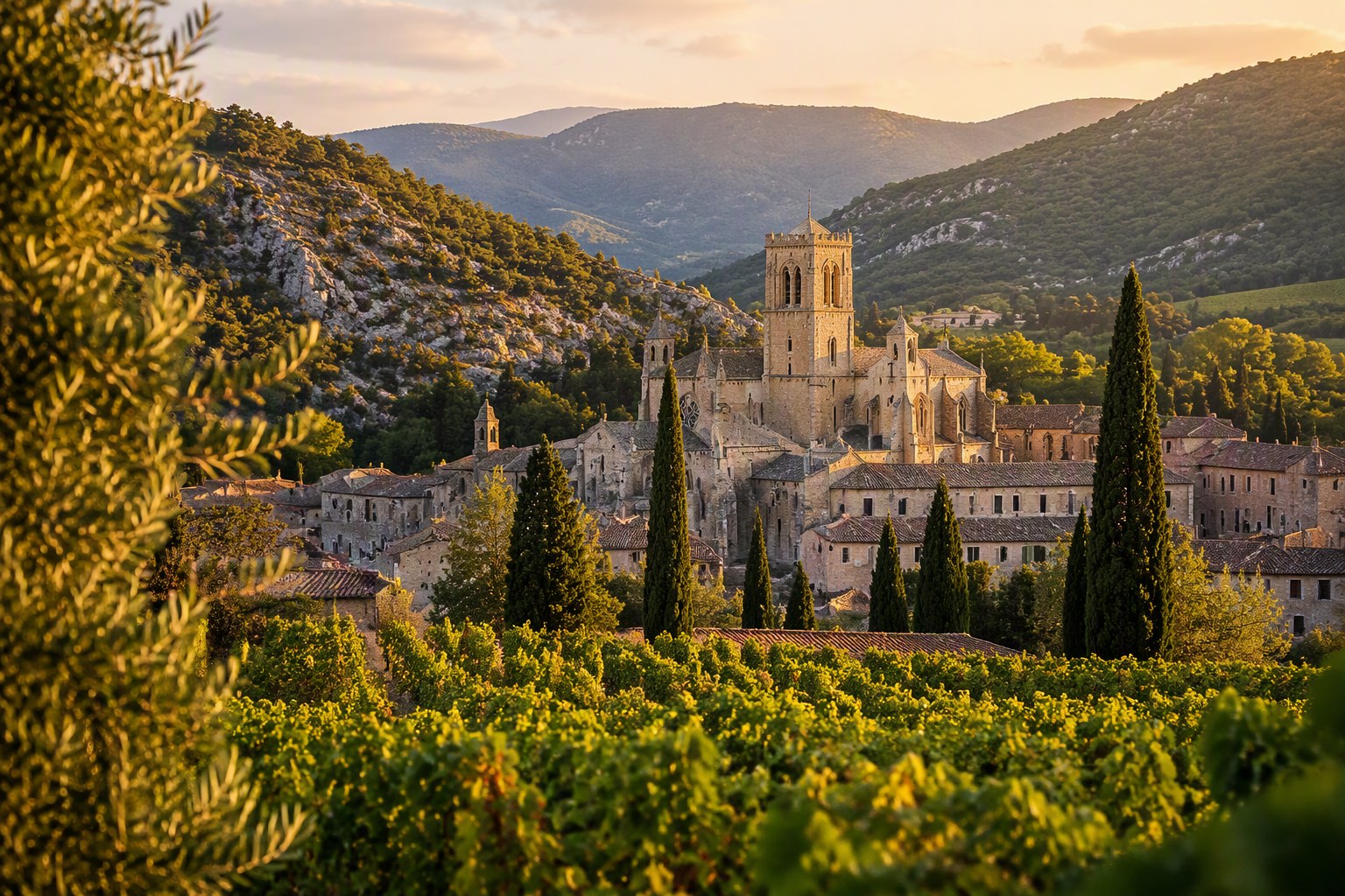Marcheurs dans les vignes